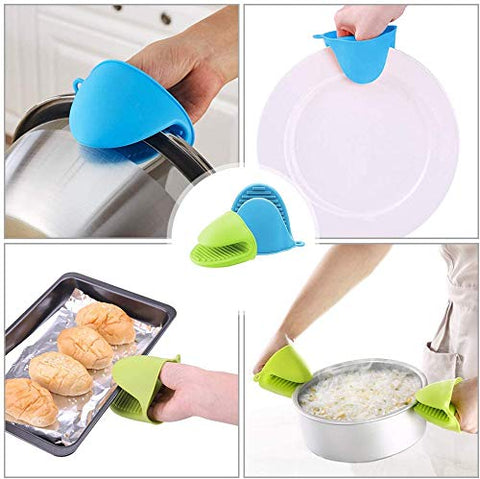 SYGA Set of 2 Silicone Pinch Grip Mitten Oven Mitt Gripper Grip Kitchen Potholder Utensil Tool, Blue - 2 Pcs