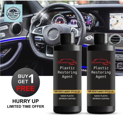 Nano Plastic Revitalizing Coating Agent for Car Plastic Revitalizing Coating Agent, Nano Black Plastic Refreshing Coating, Plastic Parts Refurbish Agent For Car, Automotive Interior Cleaning Agent, Plastic Restorer Shine Polisher Pack Of 2
