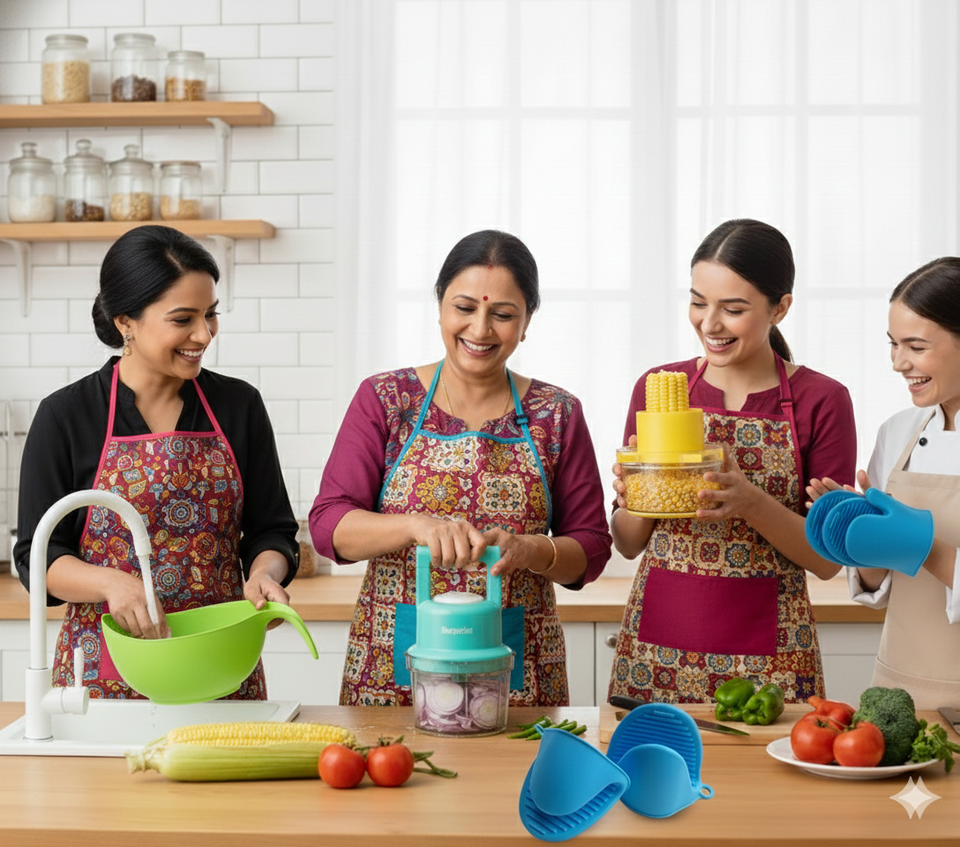 Corn Stripper with Container, 750ml Manual Vegetable Chopper, Rice Washing Bowl with Strainer, Mapperz Silicon Kitchen Set (2 Pack)