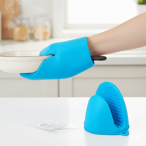SYGA Set of 2 Silicone Pinch Grip Mitten Oven Mitt Gripper Grip Kitchen Potholder Utensil Tool, Blue - 2 Pcs