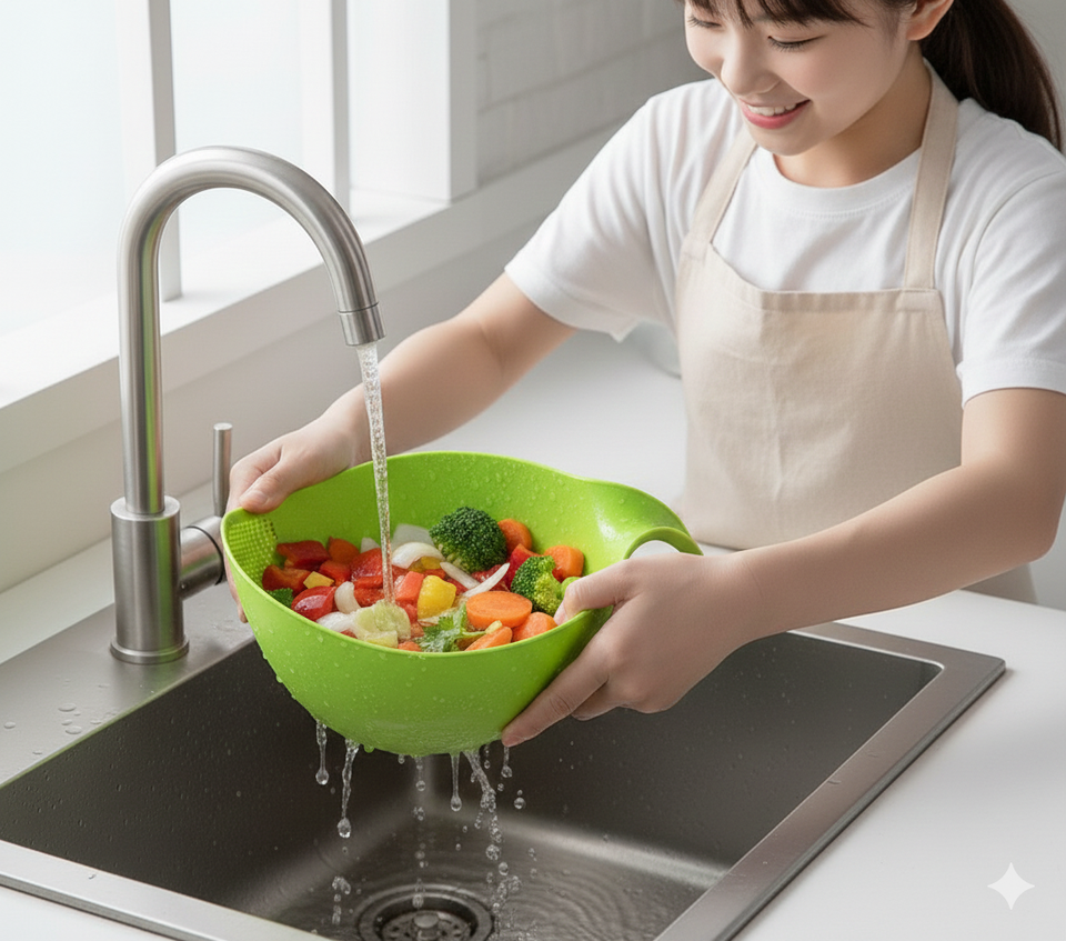 Rice Washing Filter Strainer Basket Colander Sieve Fruit Vegetable Bowl Drainer Cleaning Tools Home Kitchen Kit Unbreakable (Strainer)