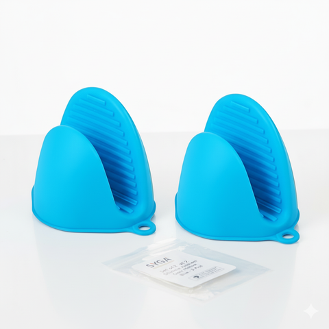 SYGA Set of 2 Silicone Pinch Grip Mitten Oven Mitt Gripper Grip Kitchen Potholder Utensil Tool, Blue - 2 Pcs