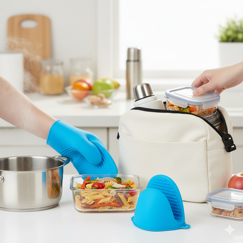 SYGA Set of 2 Silicone Pinch Grip Mitten Oven Mitt Gripper Grip Kitchen Potholder Utensil Tool, Blue - 2 Pcs